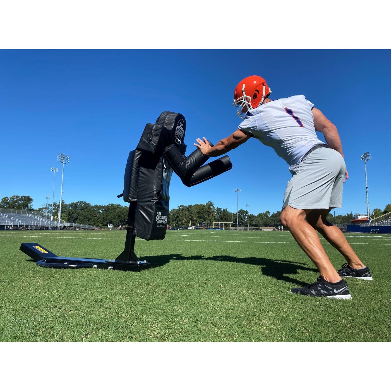 Rae Crowther Fight’n Trainer Pass Rush Sled practicing 3